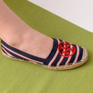 Tory Burch Striped Espadrille Flats